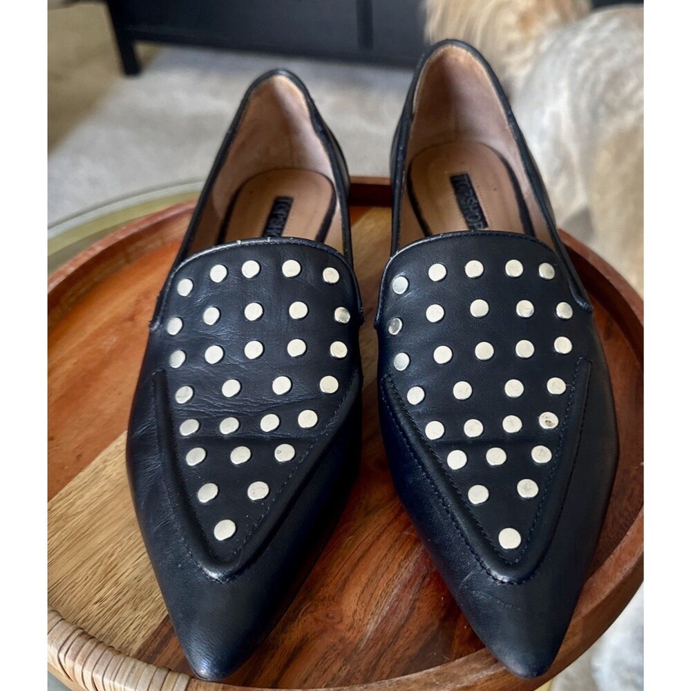 Topshop Black Flats with Silver Grommets Size EU 39 8.5